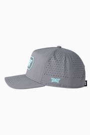 Men's Dog Tag 5-Panel Snapback Cap - Charcoal/Teal Logo - One Size Charcoal